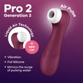 Satisfyer Pro 2 Generation 3 - Wine Red - Wine Red Touch-Free USB-C Rechargeable Clitoral Stimulator