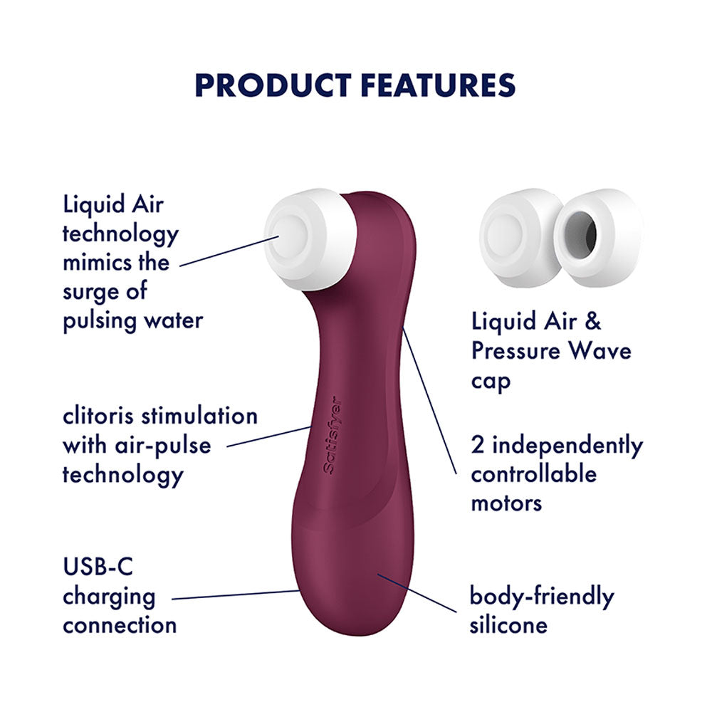Satisfyer Pro 2 Generation 3 - Wine Red - Wine Red Touch-Free USB-C Rechargeable Clitoral Stimulator