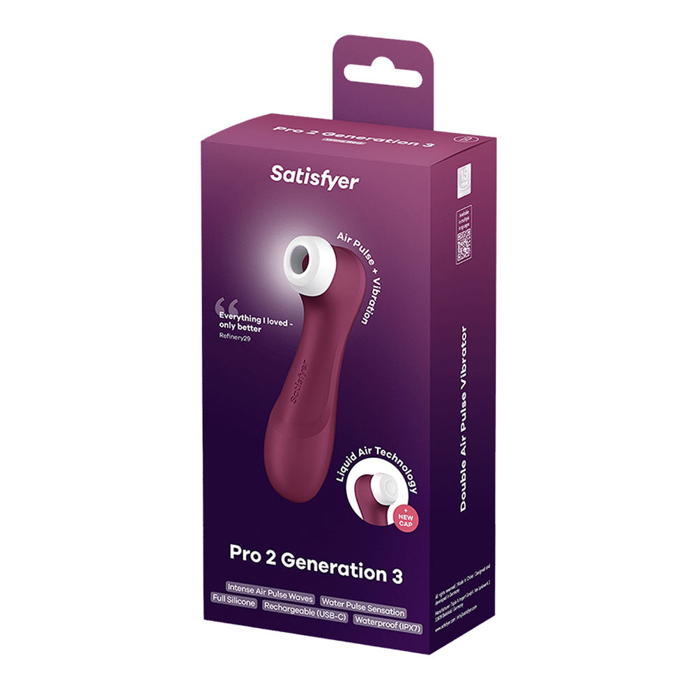 Satisfyer Pro 2 Generation 3 - Wine Red - Wine Red Touch-Free USB-C Rechargeable Clitoral Stimulator