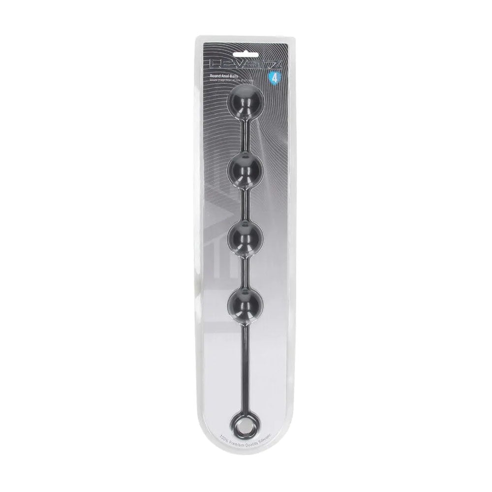 LEVELZ Round Silicone Anal Balls - L - 40mm - Black 40.5 cm Large Anal Beads