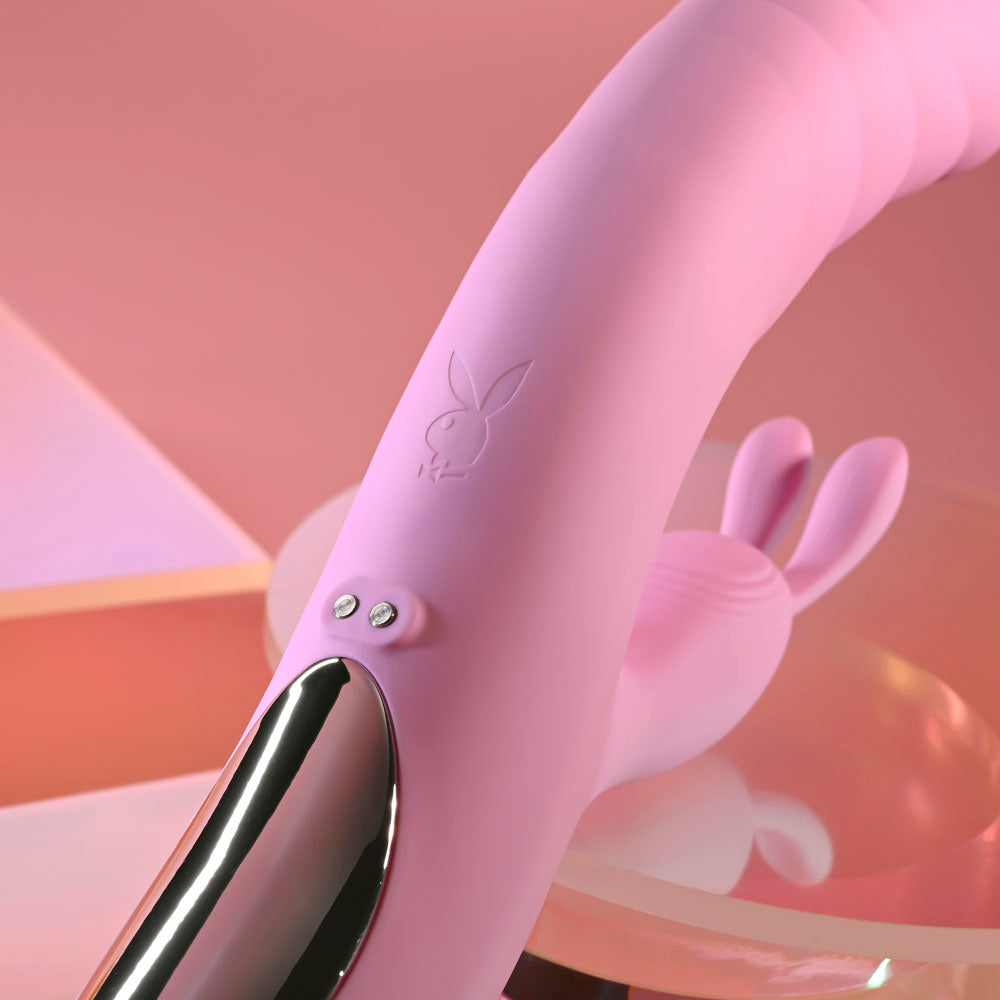 Playboy Pleasure RUB ME RIGHT - Pink 23.2 cm USB Rechargeable Thrusting Rabbit Vibrator