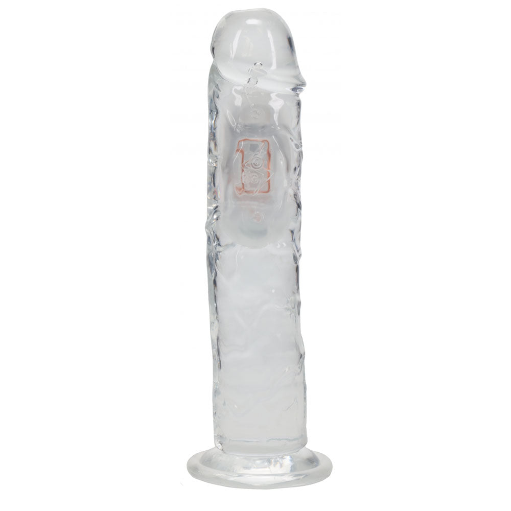 REALROCK 8'' No Balls Wireless Rechargeable LED Vibrating Dong - Clear with LED 22 cm USB Rechargeable Vibrating Dong with Remote