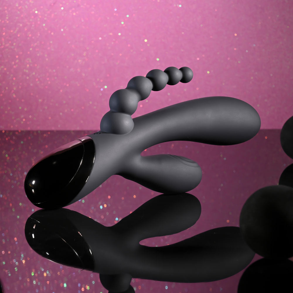 Selopa TRIPLE ACES - Black 19.7 cm USB Rechargeable Triple Stimulator Vibrator