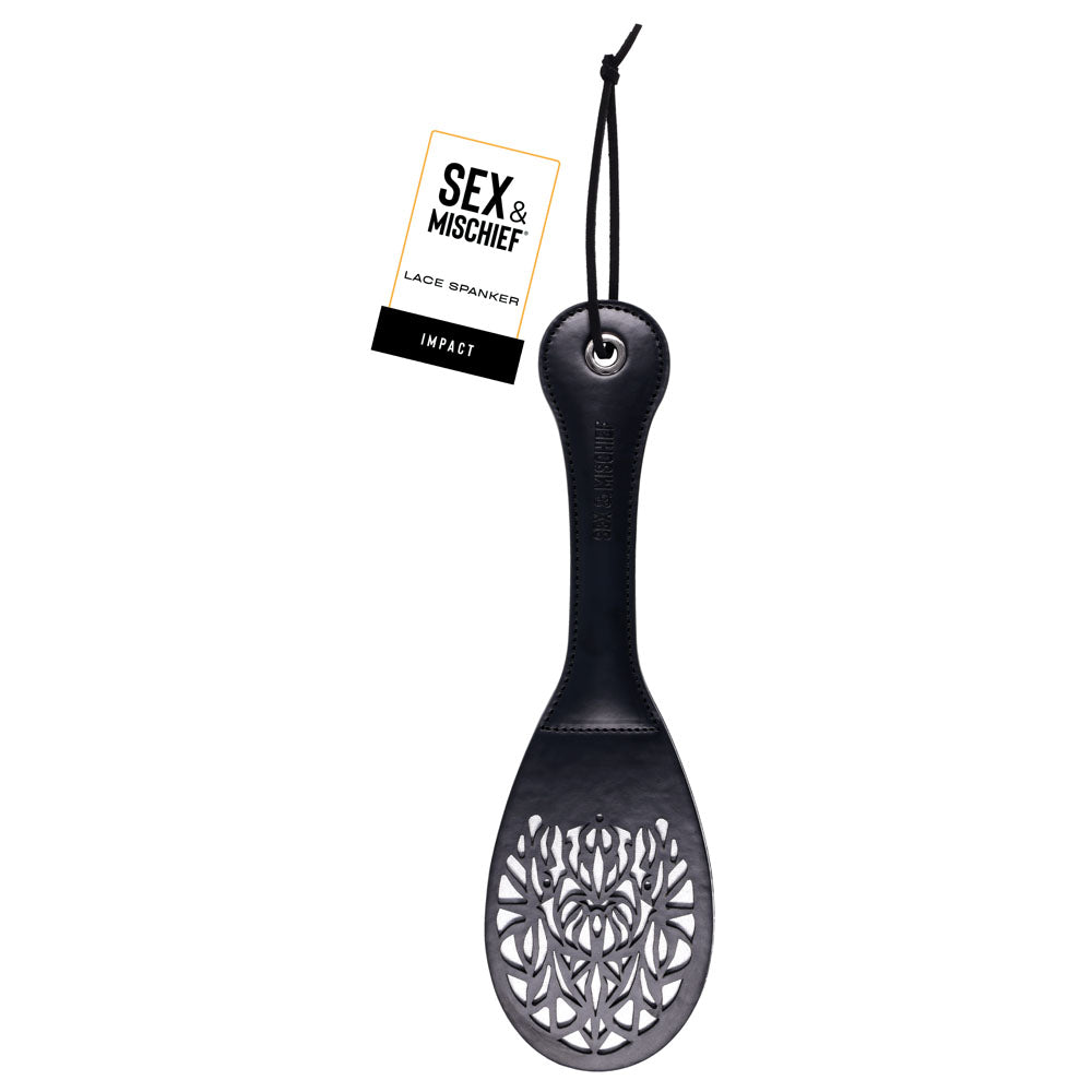 Sex & Mischief Lace Spanker - Black Spanking Paddle