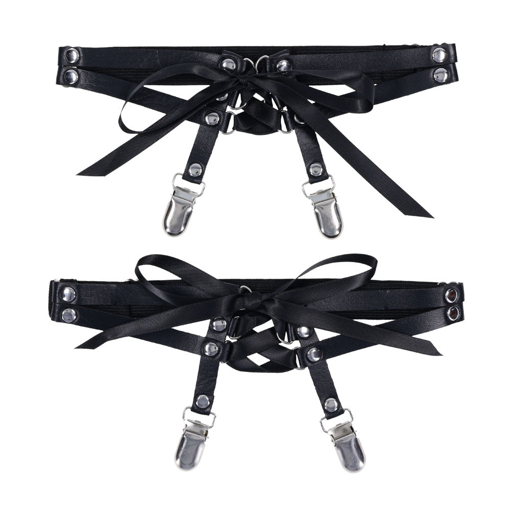 Sex & Mischief Laced Up Garters - Black Garters
